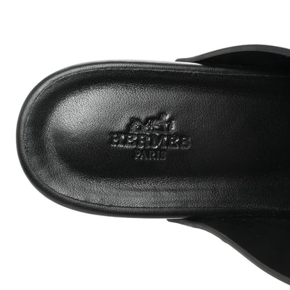 Hermes Calfskin Ellipse Sandals 40 Black 8 of 9