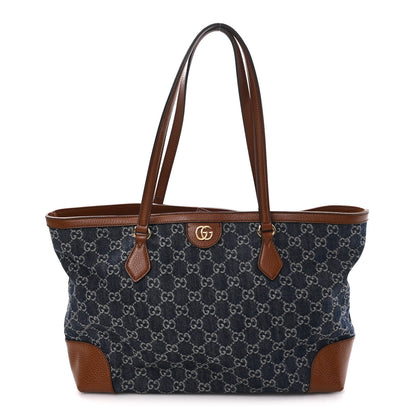 Gucci New Denim GG Monogram Medium Ophidia Shopping Tote Blue Tea Cuir 1 of 11