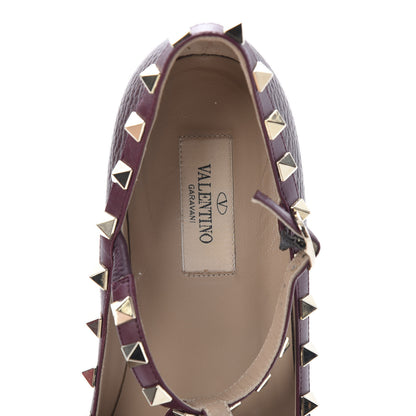 Valentino Garavani Pebbled Calfskin Rockstud Cage Ballerina Flats 38 Rubin 7 of 12