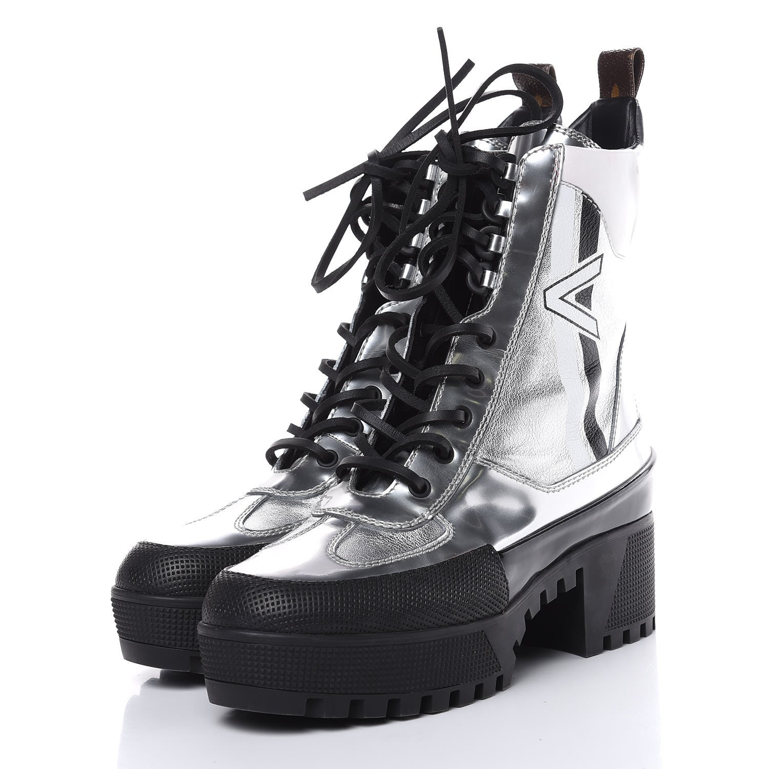 Louis Vuitton Patent Calfskin Spaceship Laureate Platform Desert Boots 37.5 Silver 3 of 11