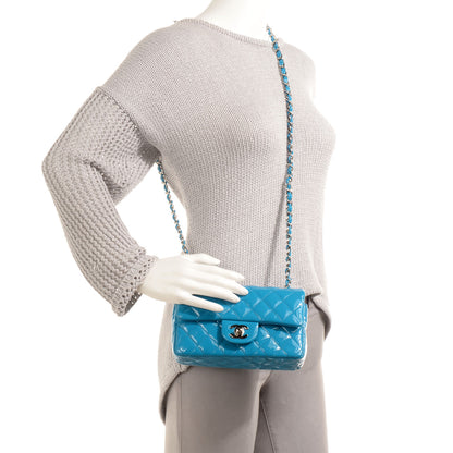 Chanel Patent Quilted Mini Flap Blue 2 of 9
