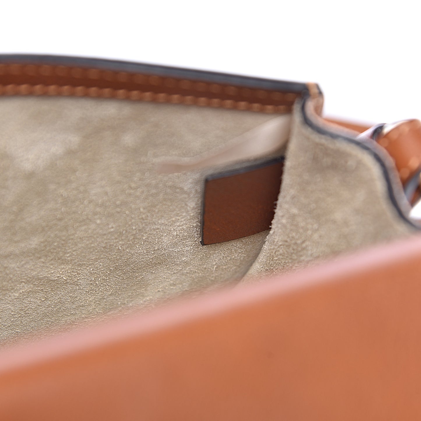 Calfskin Suede Floral Patchwork Small Nile Bracelet Bag Caramel