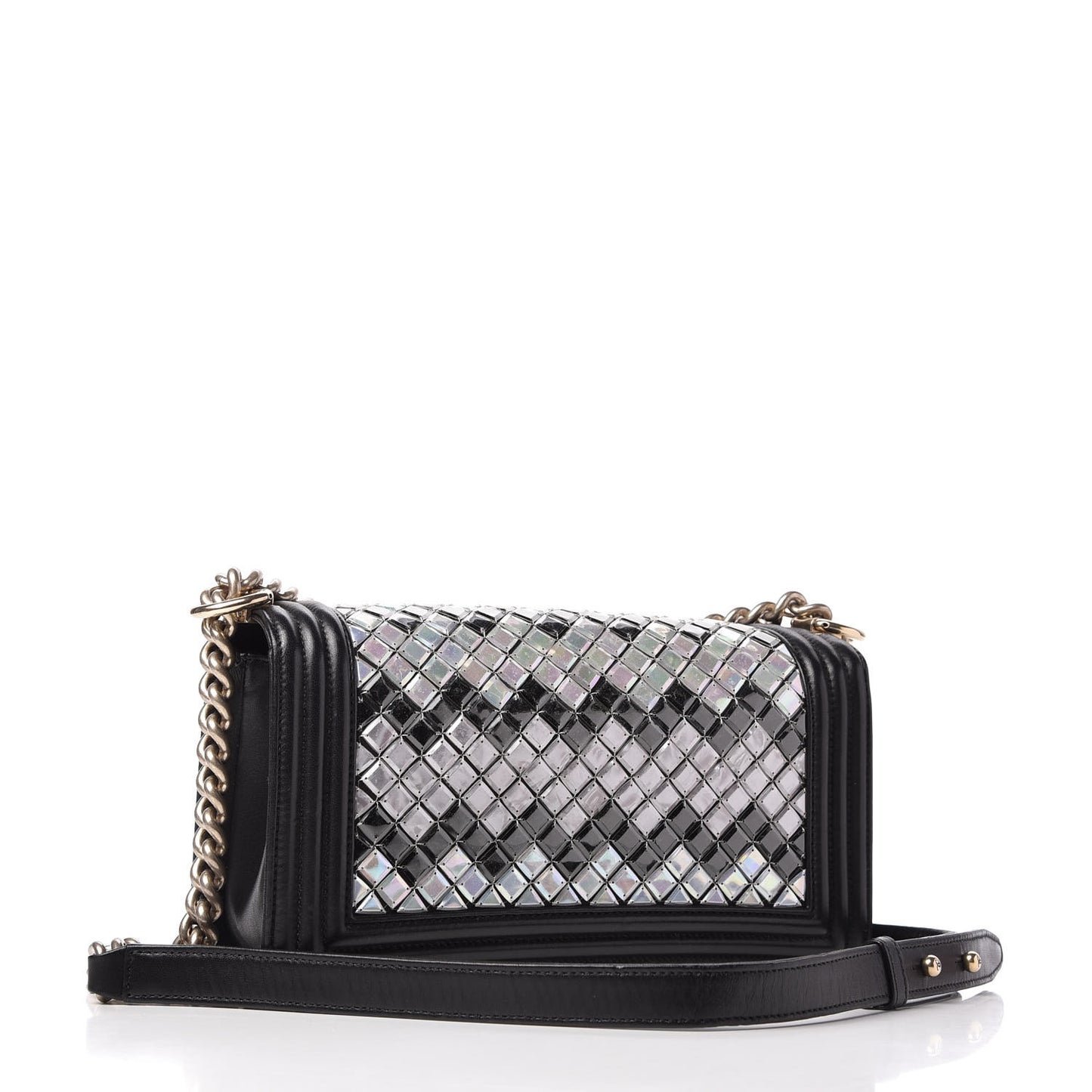 Lambskin Tile Embroidered Medium Brasserie Mosaic Boy Flap Black Multicolor
