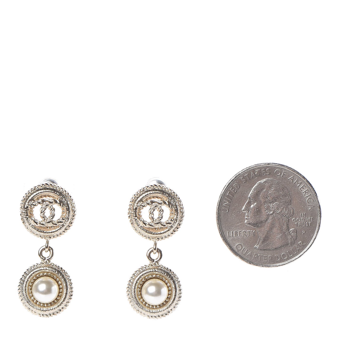 Pearl CC Drop Earrings Gold