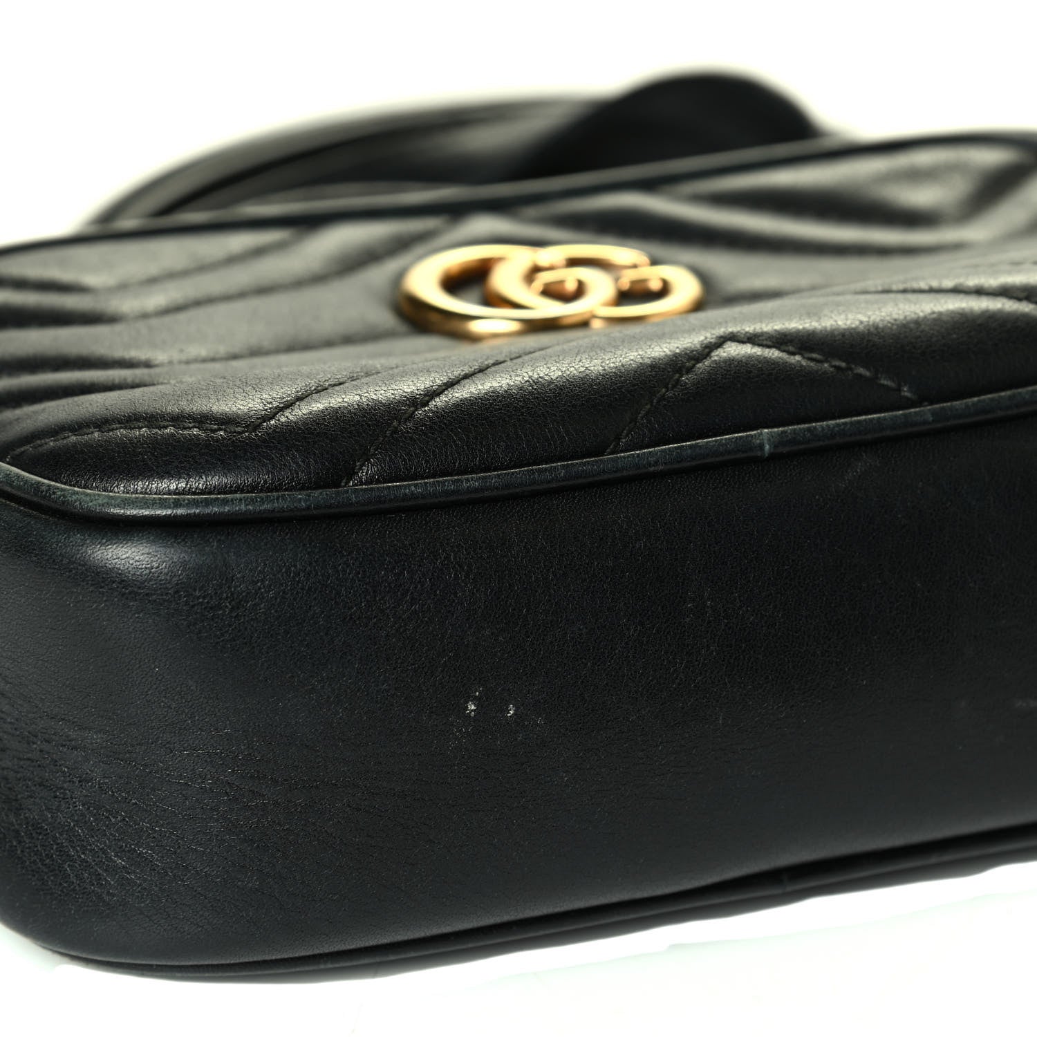 Gucci Calfskin Matelasse Mini GG Marmont Chain Shoulder Bag Black 5 of 8