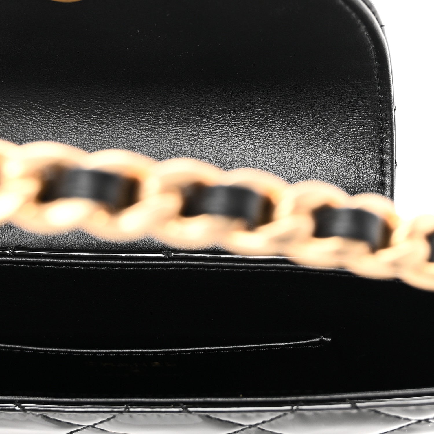 Chanel Patent Calfskin Quilted Chain Hoop Bag Black 5 of 10