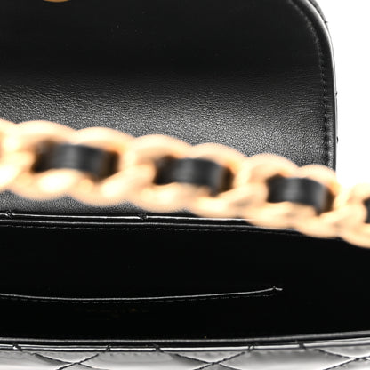 Chanel Patent Calfskin Quilted Chain Hoop Bag Black 5 of 10