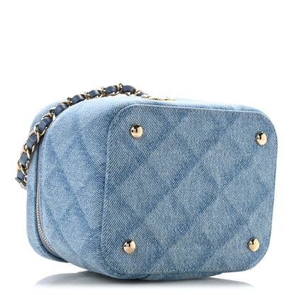 Chanel Denim Quilted Small CC Vanity Case Blue 4 of 12