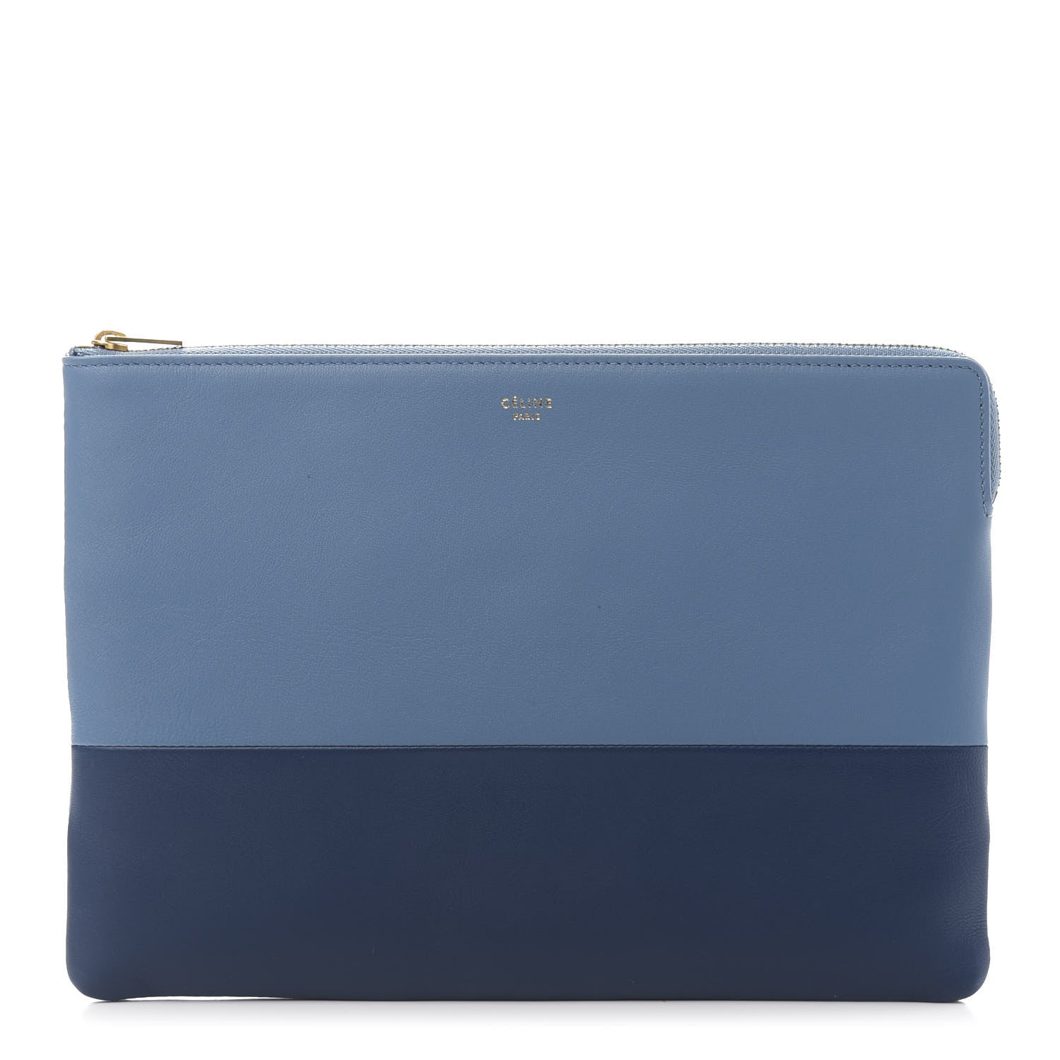 Celine Lambskin Bi-Color Solo Clutch Pouch Deep Sea 1 of 10