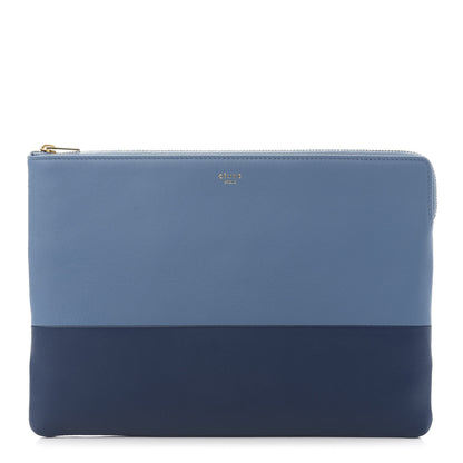 Celine Lambskin Bi-Color Solo Clutch Pouch Deep Sea 1 of 10