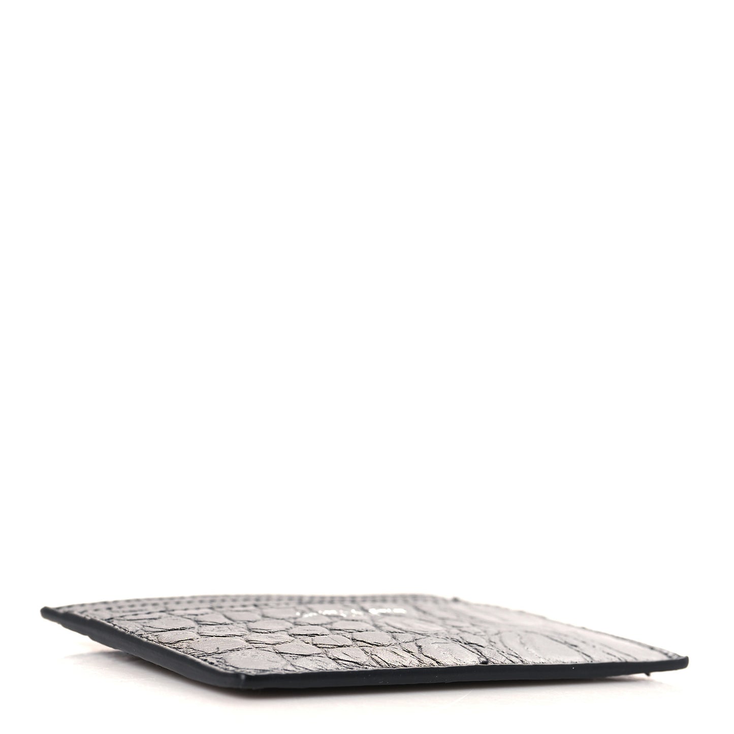 Calfskin Crocodile Embossed Card Case Black
