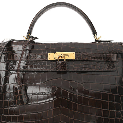 Hermes Shiny Crocodile Kelly Sellier 32 Havane 9 of 13