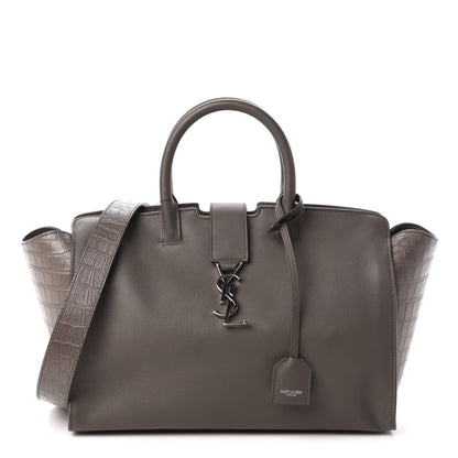 Saint Laurent Calfskin Crocodile Embossed Small Monogram Downtown Cabas Earth 1 of 9