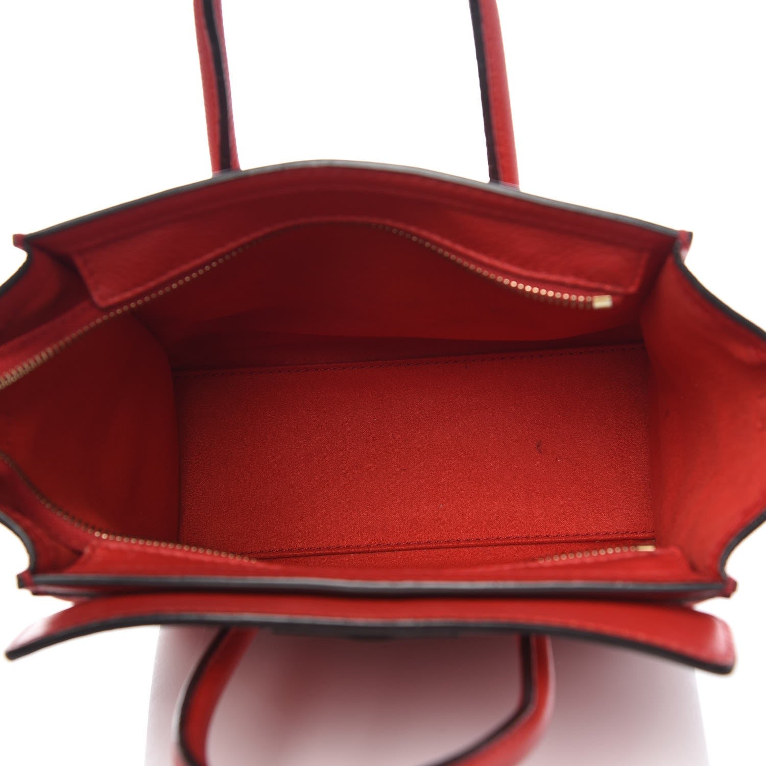 Celine Drummed Calfskin Nano Luggage Coquelicot 5 of 13