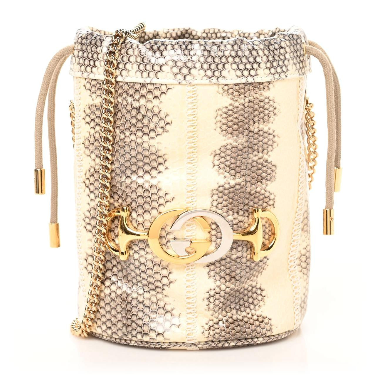 Snakeskin Mini Zumi Bucket Bag Grey