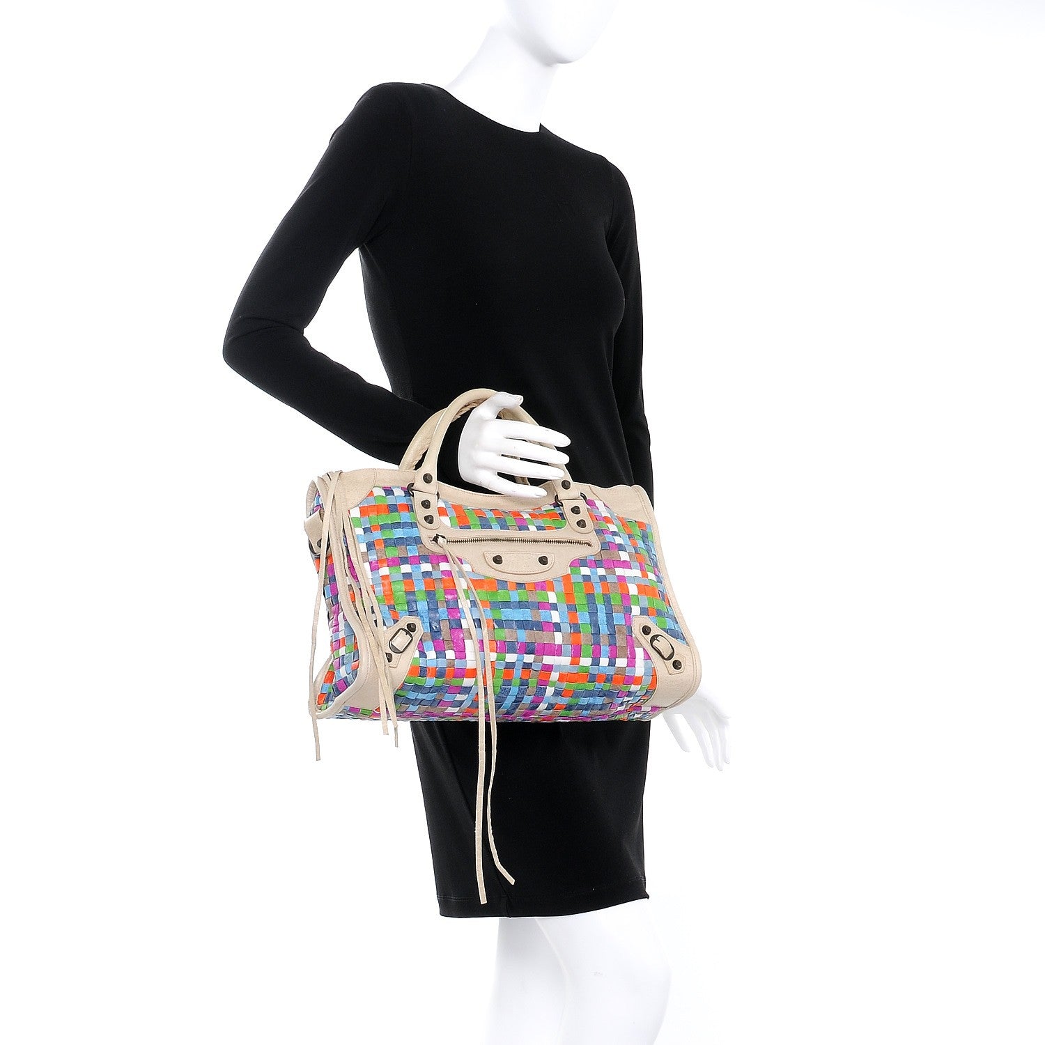 Balenciaga Agneau Lattice Woven Classic Hardware City Praline 3 of 18