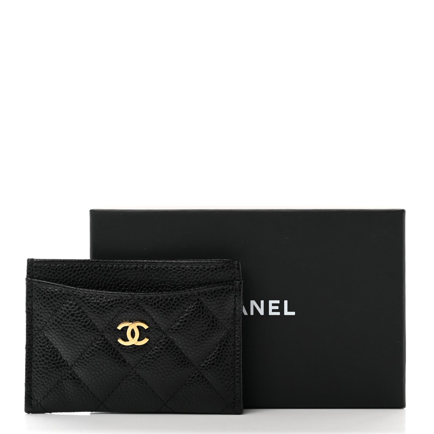 Caviar Quilted Card Holder Black