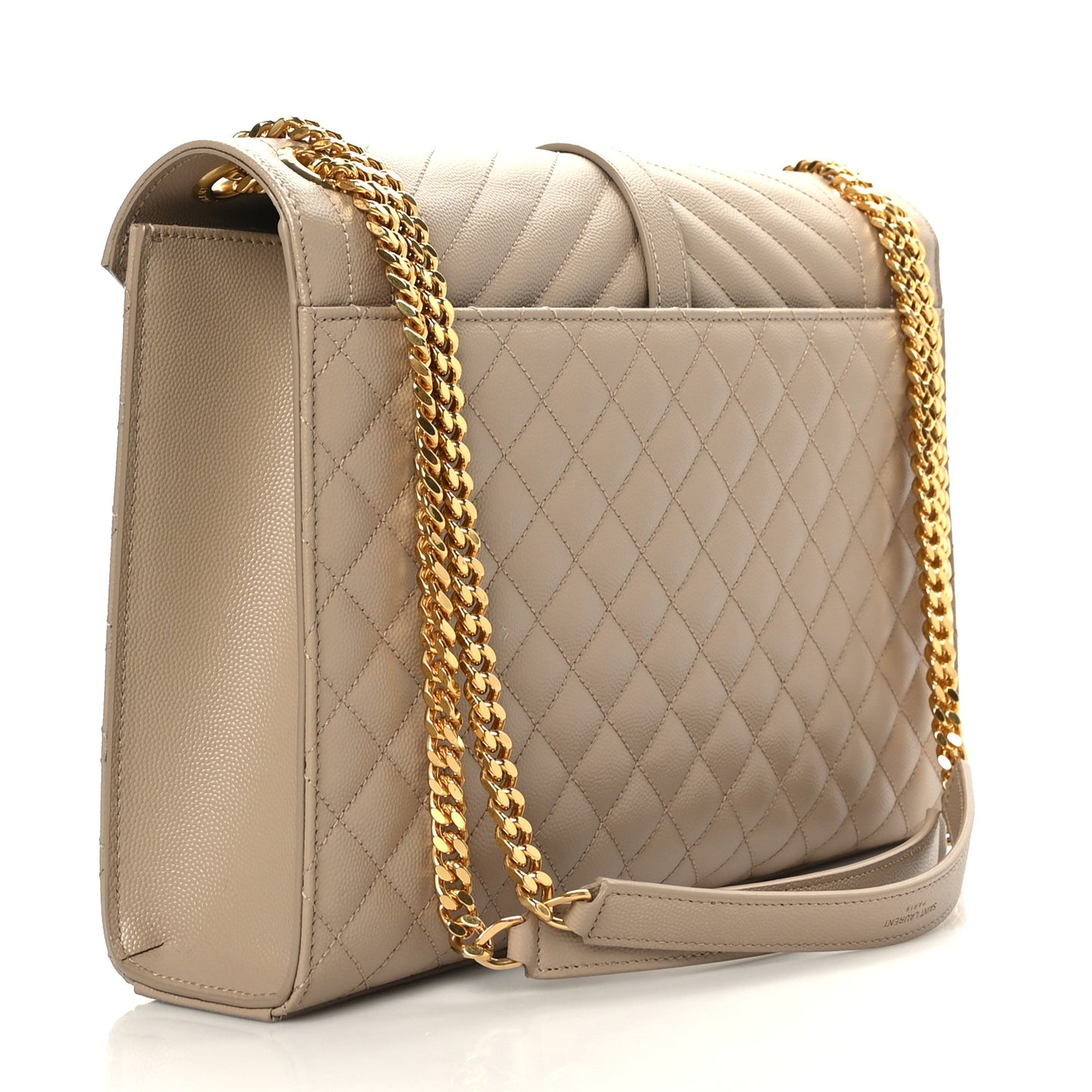 Grain De Poudre Mixed Matelasse Large Triquilt Monogram Satchel Dark Beige