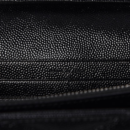 Saint Laurent Grain De Poudre Matelasse Chevron Monogram Chain Wallet Black 7 of 8