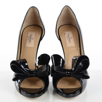 Valentino Garavani Patent Couture Bow Peep Toe d'Orsay 15/110mm Pumps 39 Black 2 of 8