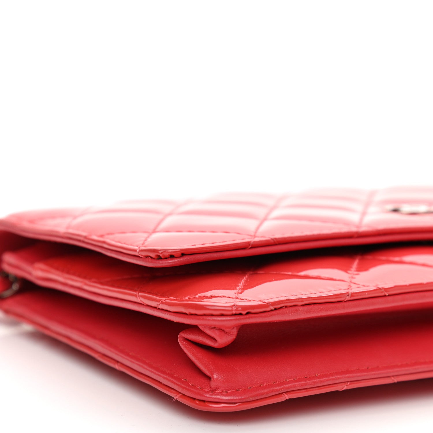 Chanel Patent Quilted Wallet On Chain WOC Red 9 of 11