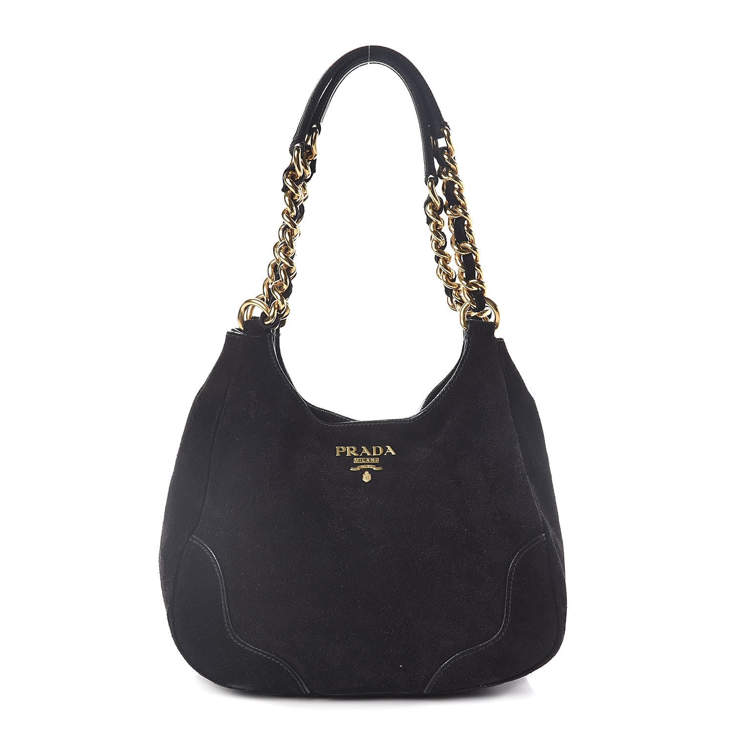 Prada Scamosciato Suede Hobo Black 1 of 9