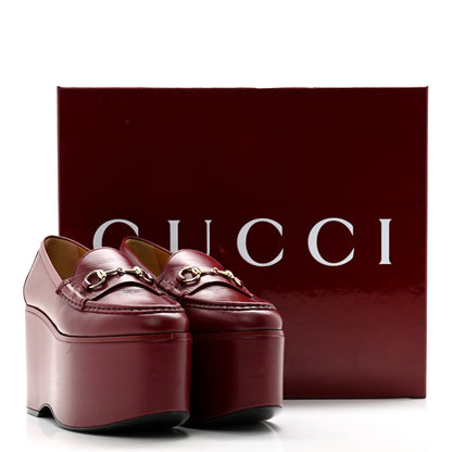 Gucci Ancora Calfskin Womens Horsebit Platform Loafers 37 Rosso 13 of 13