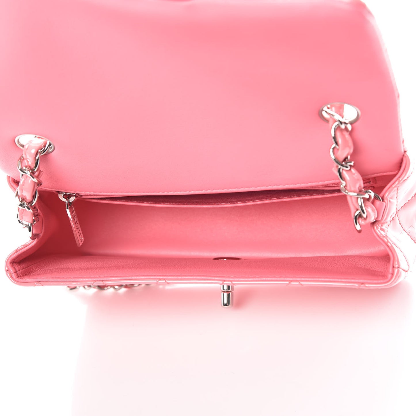 Patent Calfskin Quilted Mini Rectangular Flap Pink
