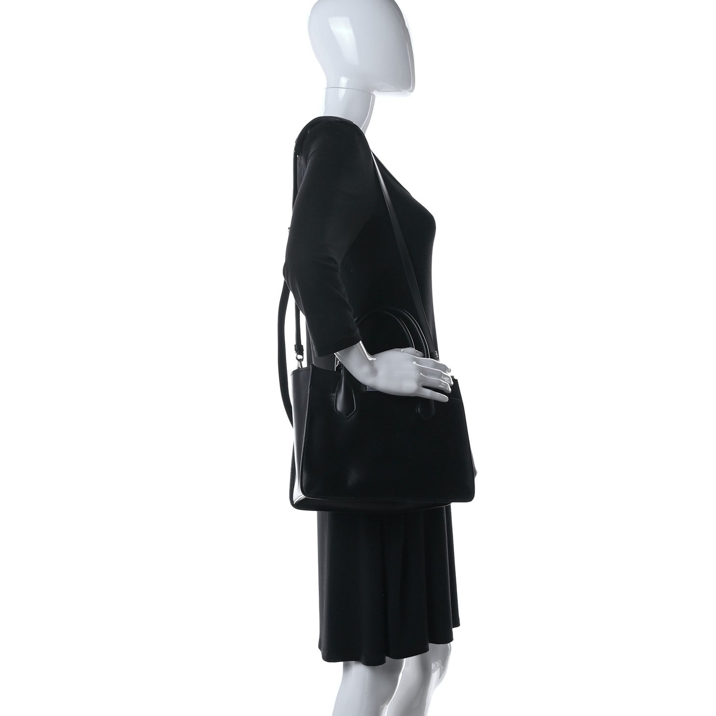 City Calfskin Etiquette Tote Black Astrale