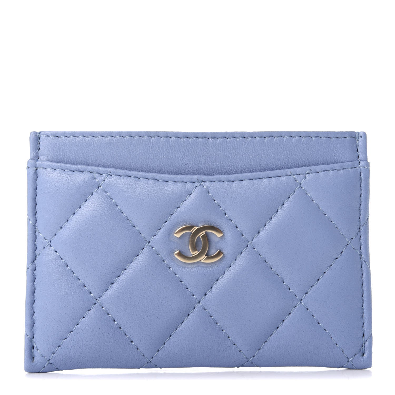Chanel Lambskin Quilted Card Holder Light Blue 1 of 9