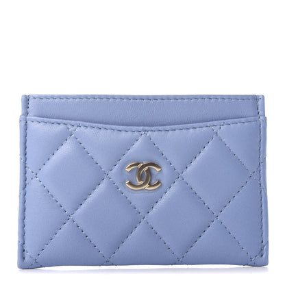 Chanel Lambskin Quilted Card Holder Light Blue 1 of 9