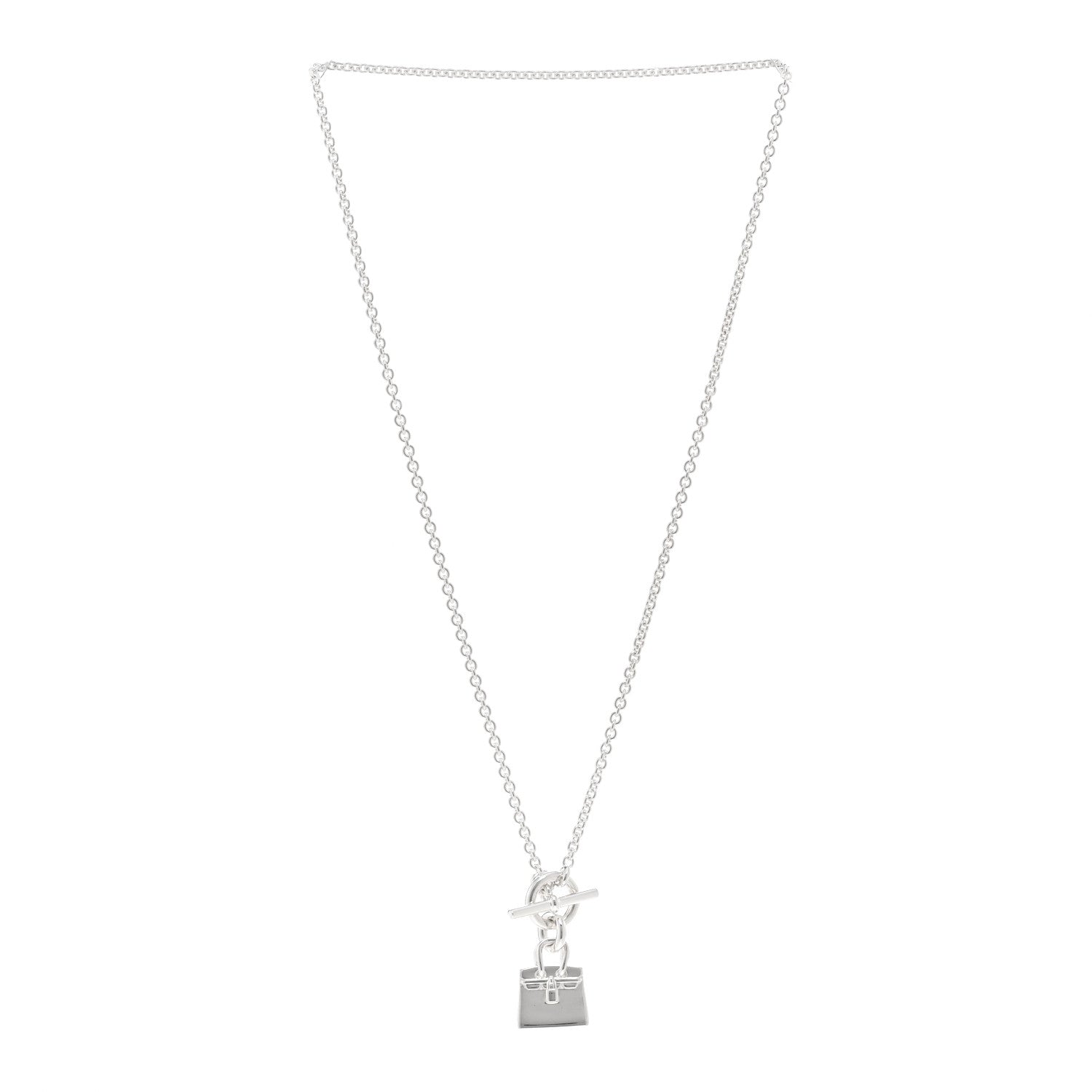 Hermes Sterling Silver Birkin Amulette Pendant Necklace 3 of 4