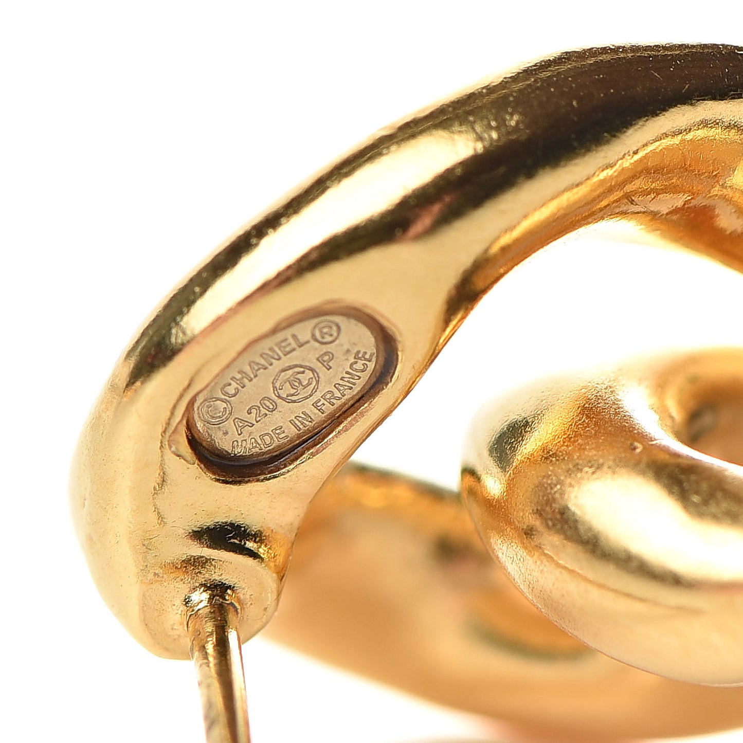 Metal CC Pick Drop Earrings Gold