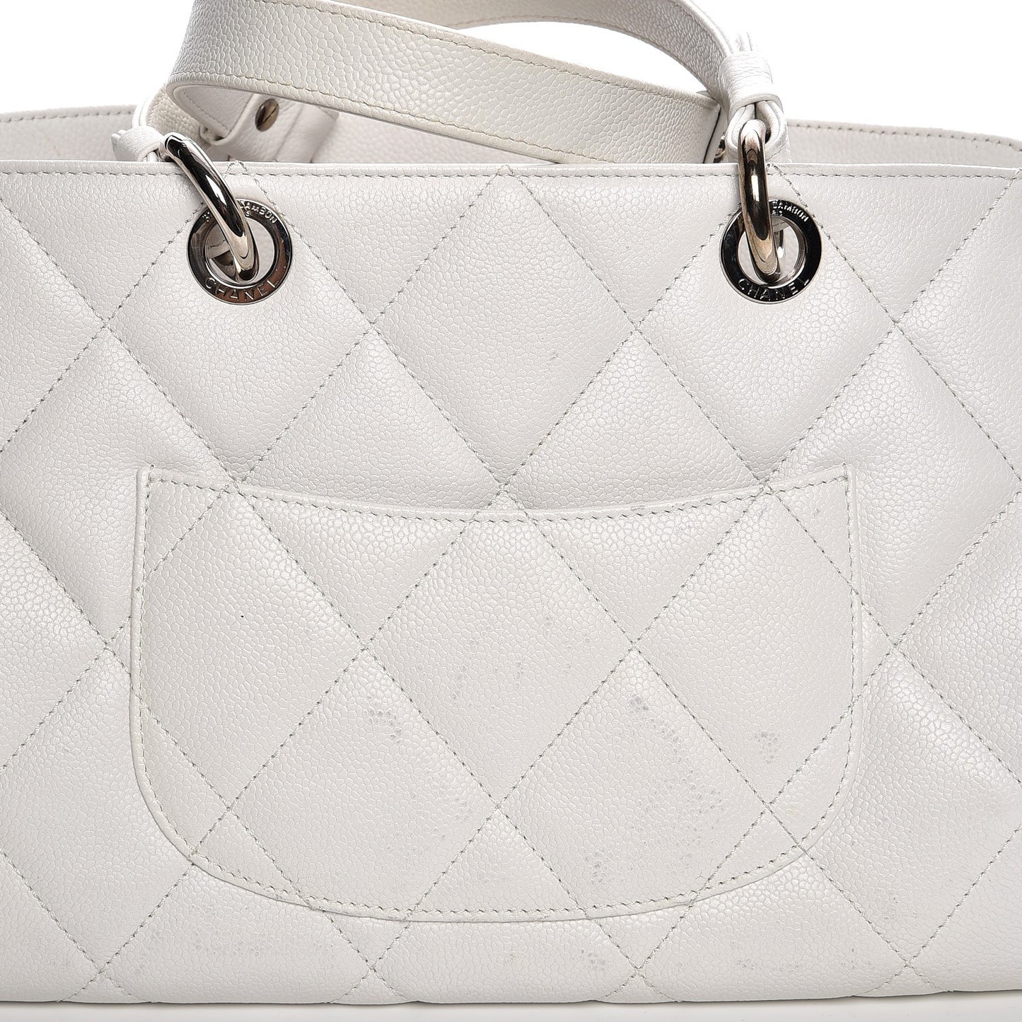 Soft Caviar Quilted CC Timeless Tote White