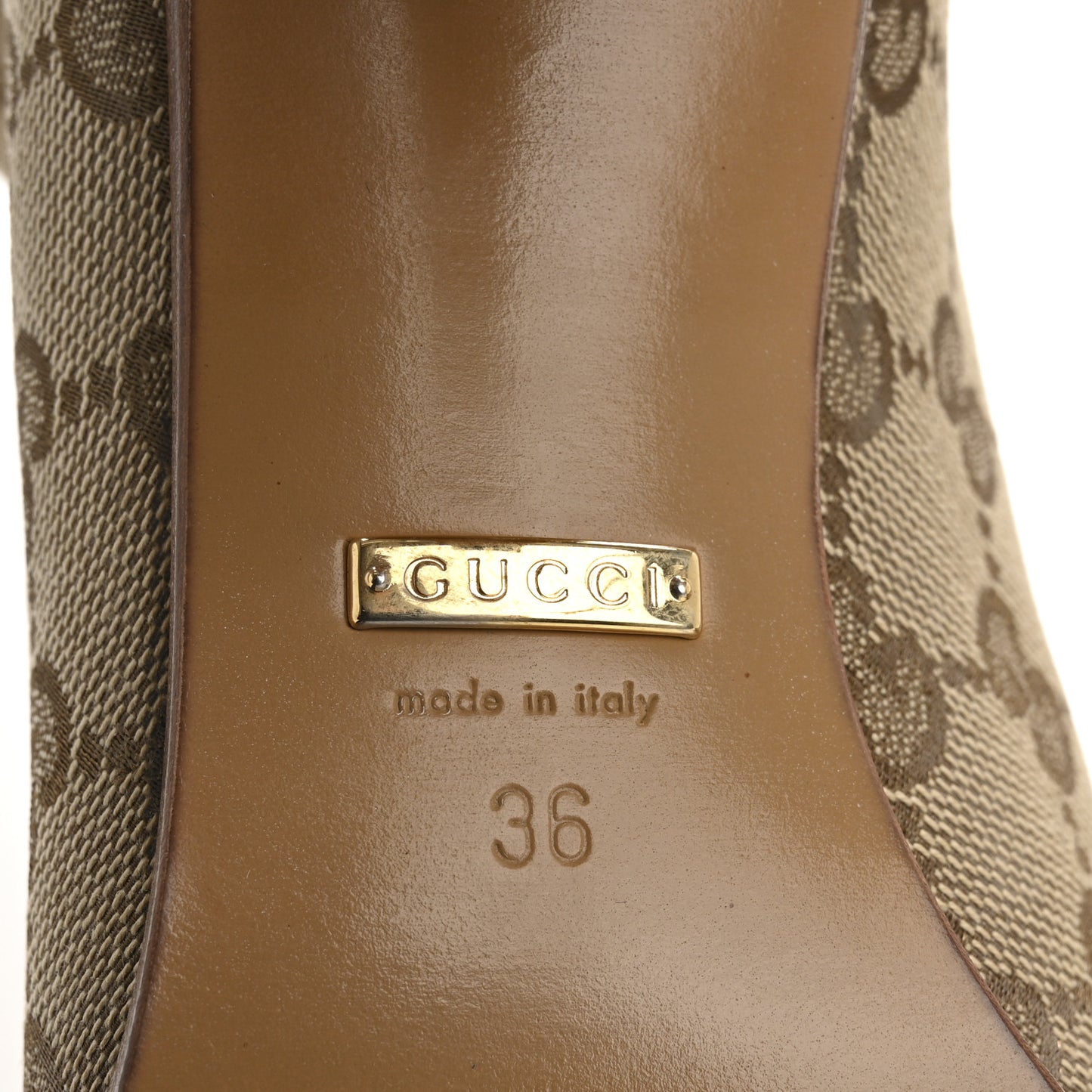 Monogram Malaga Kid Lisa Mid Heel Boots 36 Beige Ebony