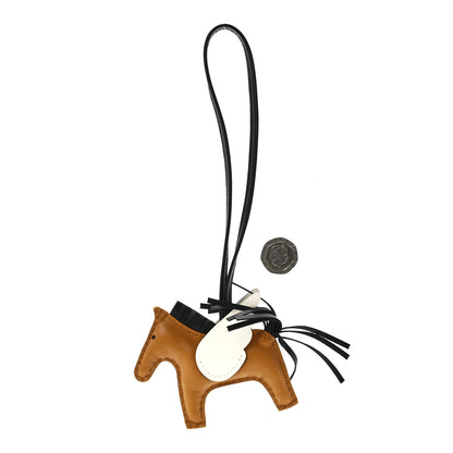 Hermes Milo Lambskin Grigri Rodeo Pegase Horse Bag Charm PM Sesame Black Nata 2 of 5