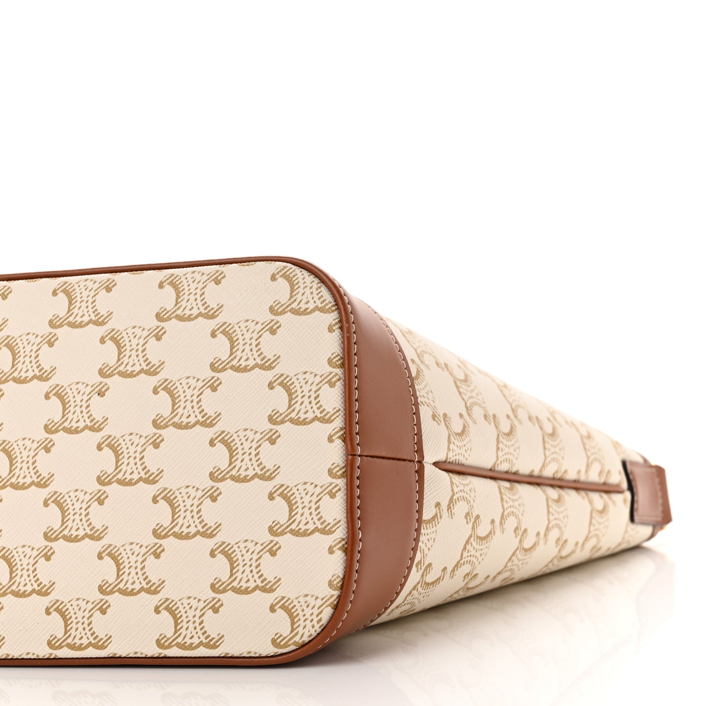 Triomphe Canvas Calfskin Small Bucket Bag White