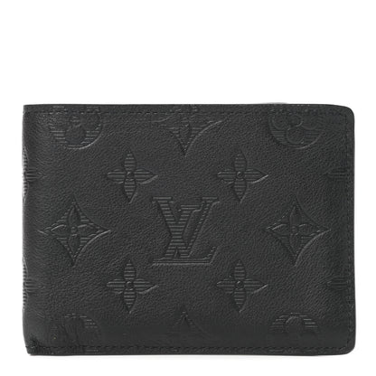 Louis Vuitton Calfskin Monogram Shadow Multiple Wallet Black 1 of 7