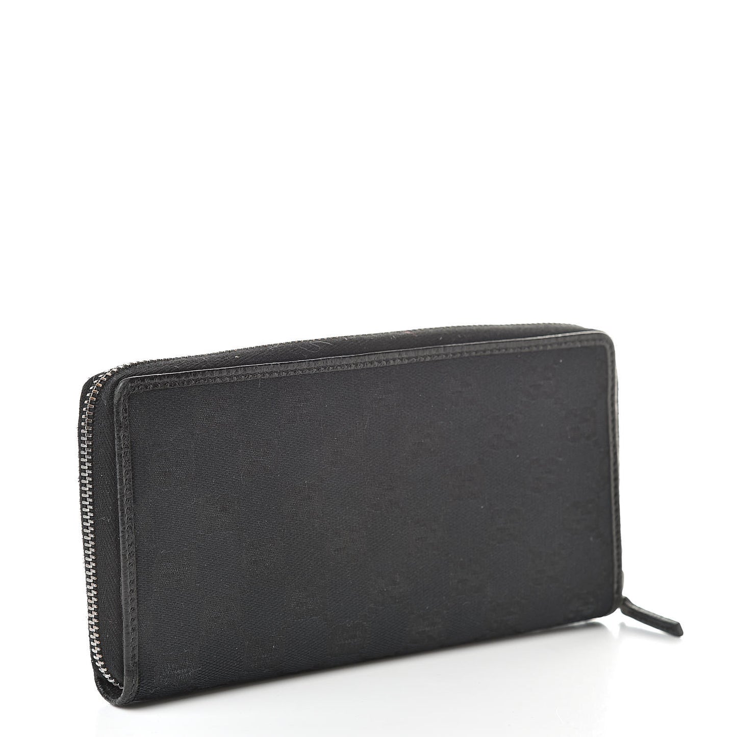 Monogram Metal Bar Zip Around Wallet Black