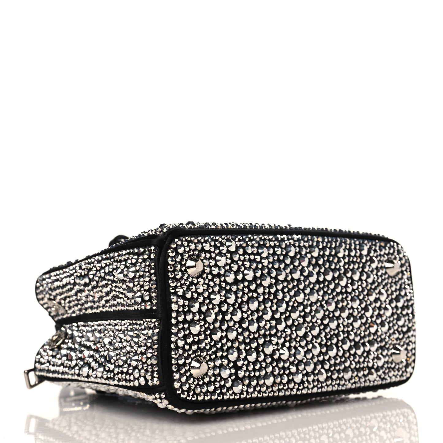 Satin Crystal Mini Galleria Double Zip Tote Metal