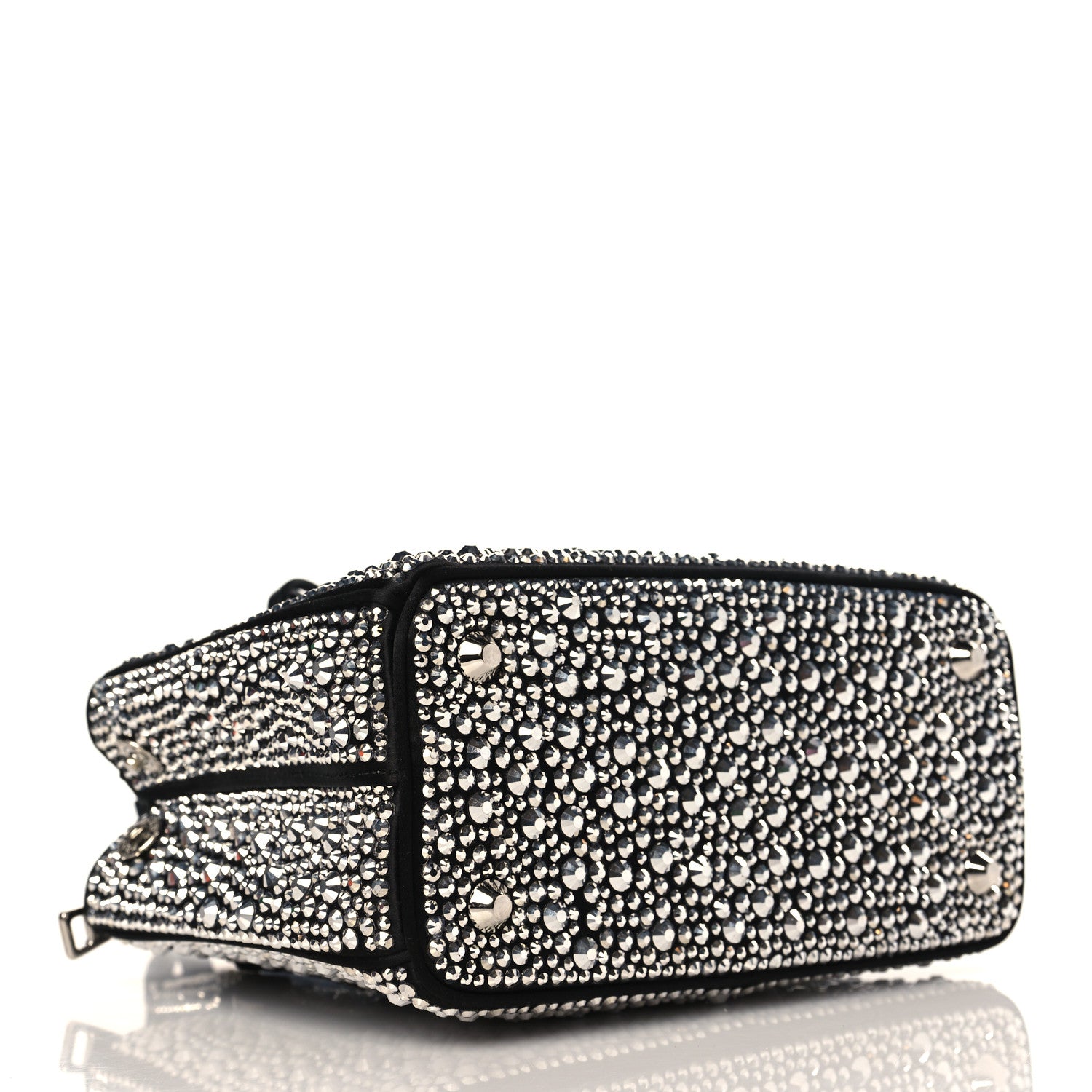 Prada Satin Crystal Mini Galleria Double Zip Tote Metal 4 of 9