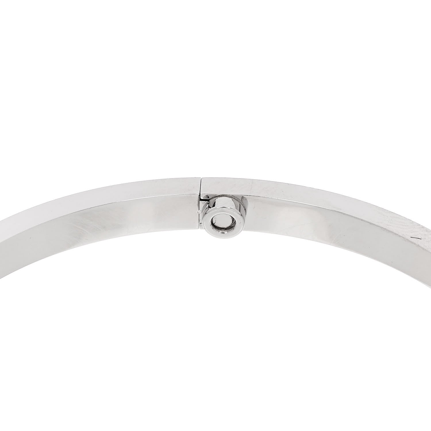 Cartier 18K White Gold Diamond Small LOVE Paved Bracelet 18 7 of 8