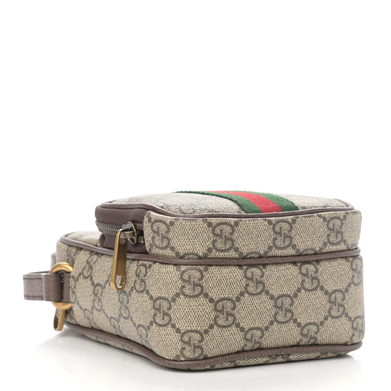 Gucci GG Supreme Monogram Web Mini Ophidia Double Zip Messenger Bag Beige New Acero 4 of 11