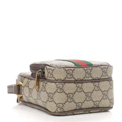 Gucci GG Supreme Monogram Web Mini Ophidia Double Zip Messenger Bag Beige New Acero 4 of 11
