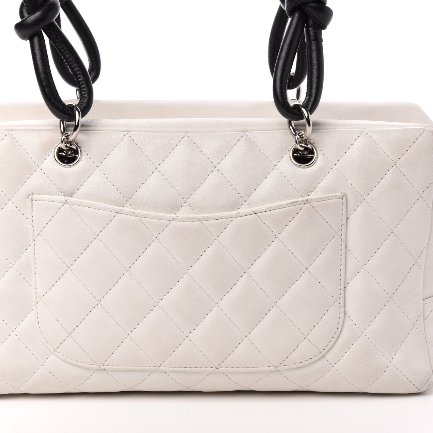 Calfskin Quilted Large Cambon Bowler White Black
