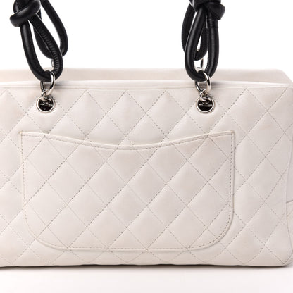 Chanel Calfskin Quilted Large Cambon Bowler White Black 12 of 13