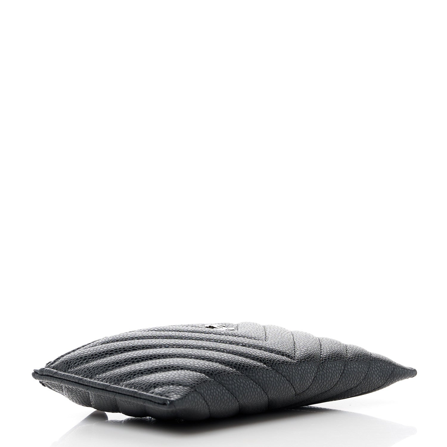 Chanel Caviar Chevron Quilted Zip Pouch Black 4 of 10