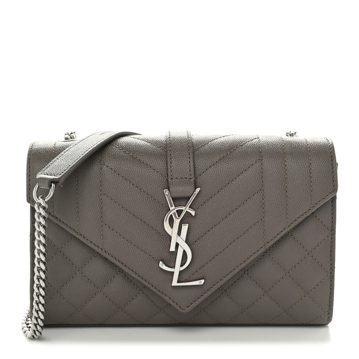 Grain De Poudre Textured Mixed Matelasse Triquilt Small Monogram Satchel Taupe