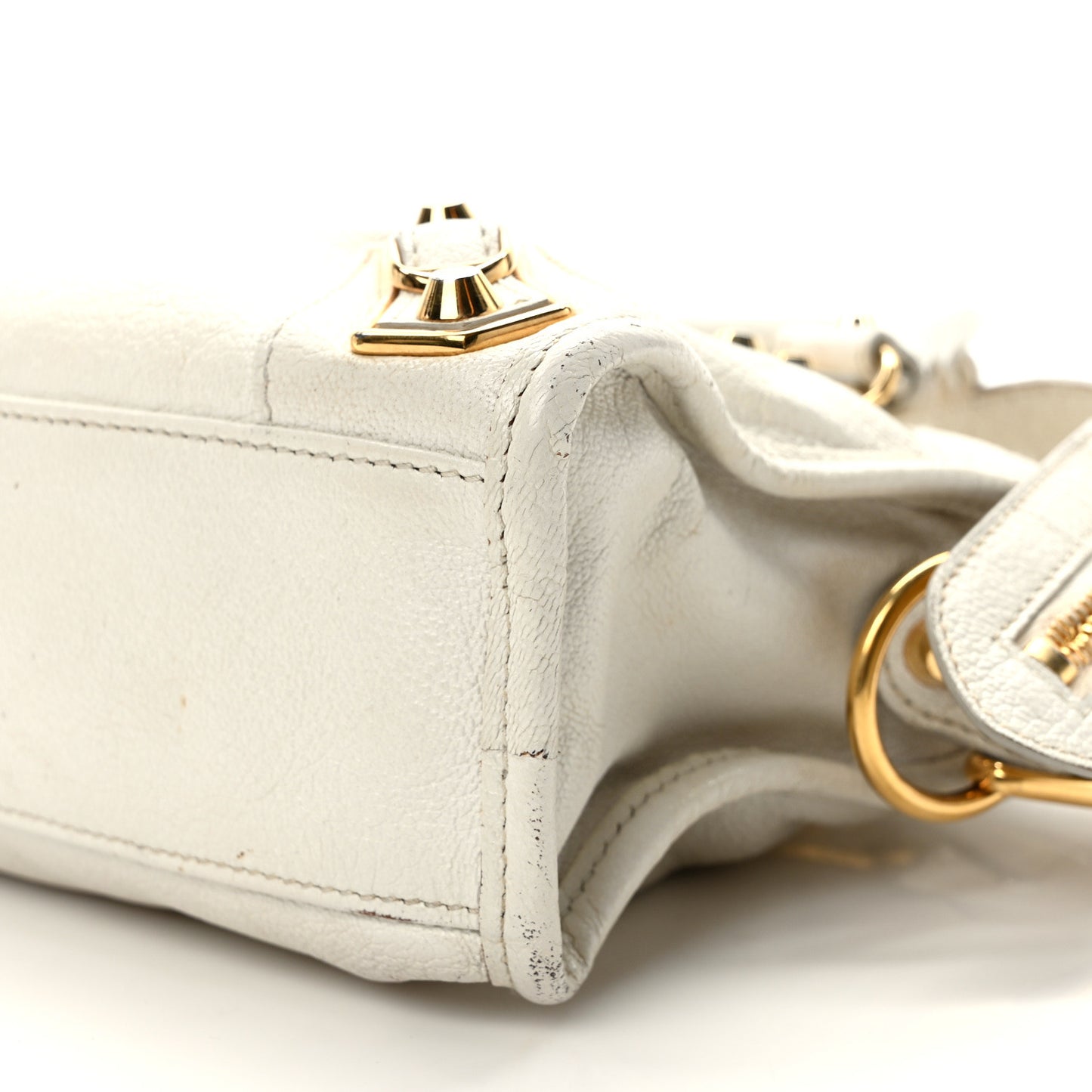 Chevre Gold Metallic Edge Hardware Mini City White