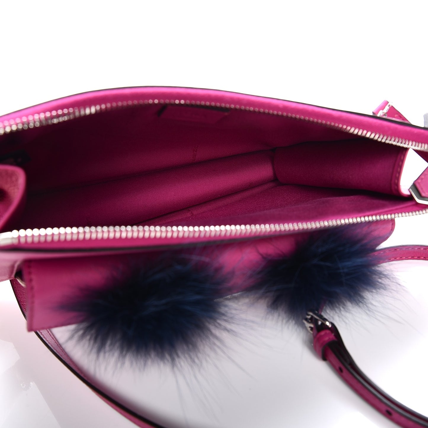 Vitello Dolce Fox Fur Monster Eyes Mini 2Jours Pouch Magenta